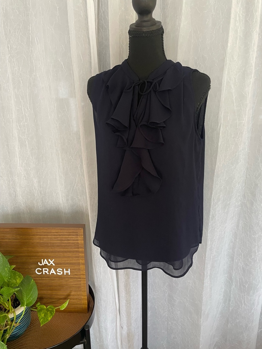 Tommy Hilfiger Navy Ruffle Tie-Front Sleeveless Camisole